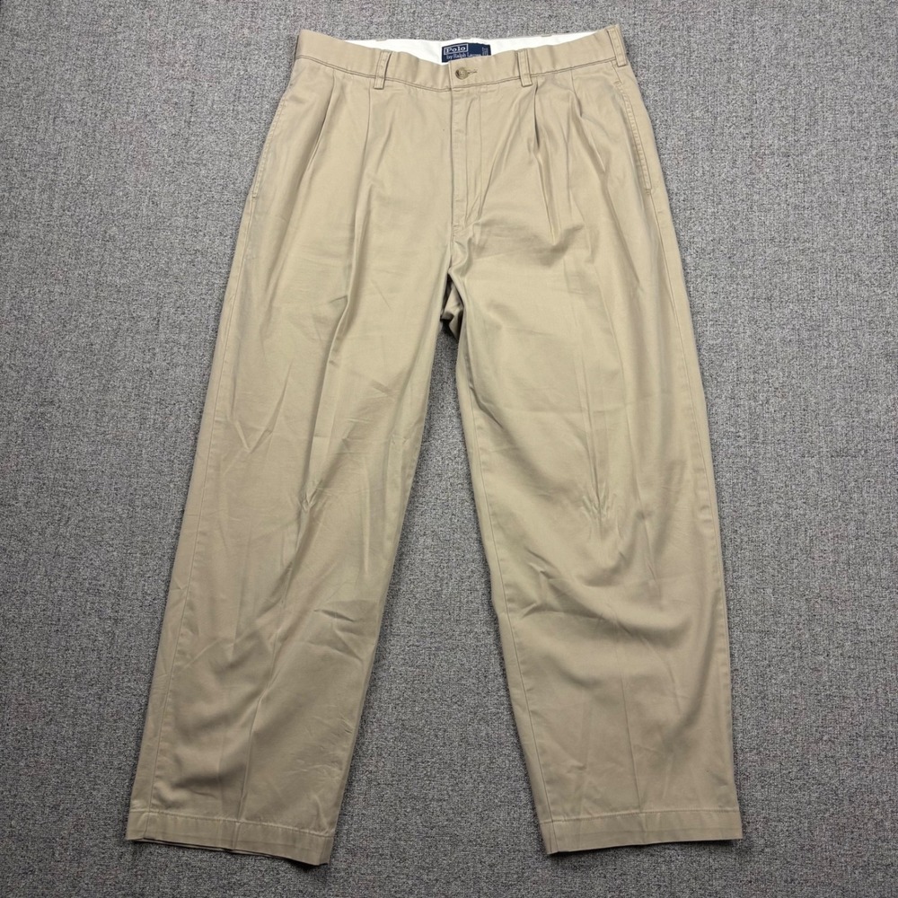Polo Ralph Lauren Pants Mens 34x27 Hammond Pant Tan Pleated Chino